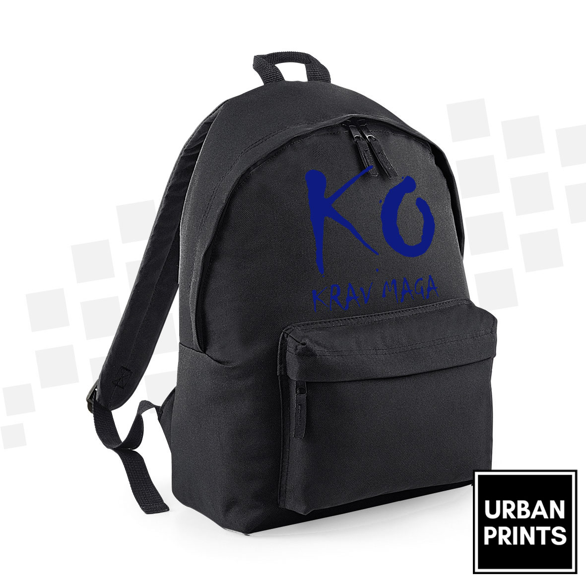 kravology black and blue logo backpack