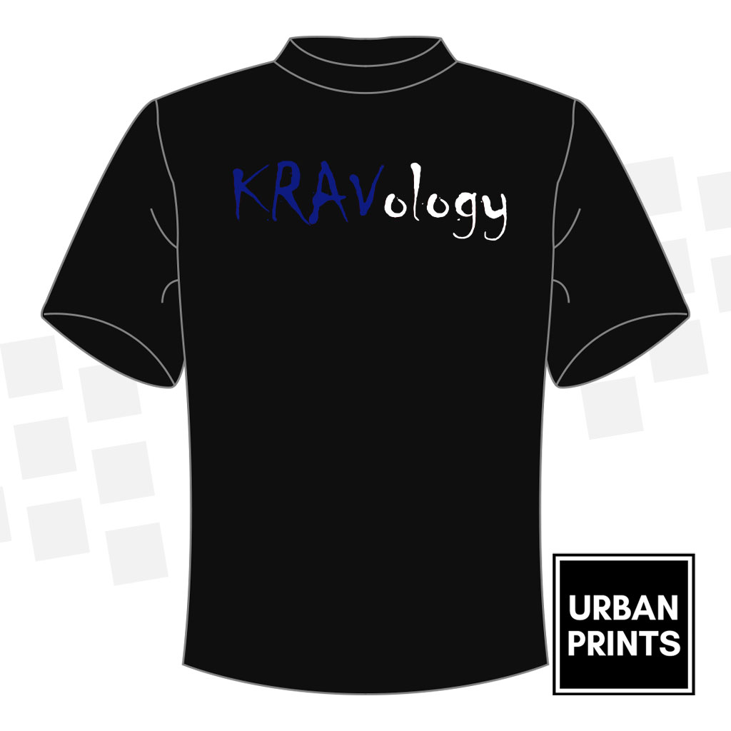 Kravology front printed adults cool fit t-shirt blue and white