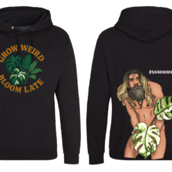 Black Hoodie with Grow Weird design on front and Jonny on Back
