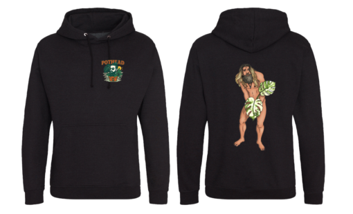 Black Hoodie with Pothead design LHB and Jonny on Back Smaller