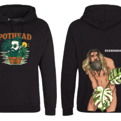 Black Hoodie with Pothead design on front and Jonny on Back