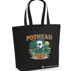 Black Tote Bag with Pothead Design