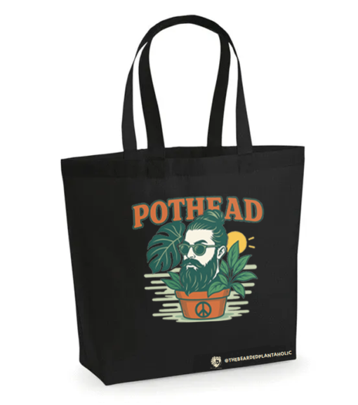 Black Tote Bag with Pothead Design