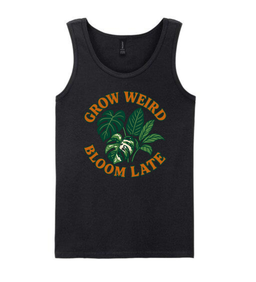 Black Vest with Grow Weird Bloom Late Design on Front