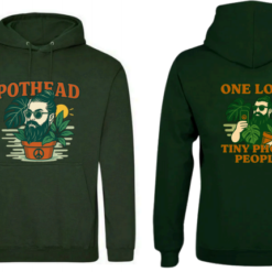 Forest Green Hoodie Pot Head Front One Love Back