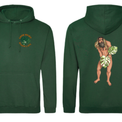 Forest Green Hoodie with Grow Weird design LHB and Jonny on Back Smaller