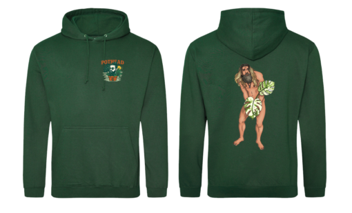Forest Green Hoodie with Pothead design LHB and Jonny on Back Smaller