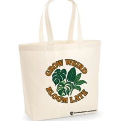 Natural Tote Bag with Grow Weird Bloom Late Design