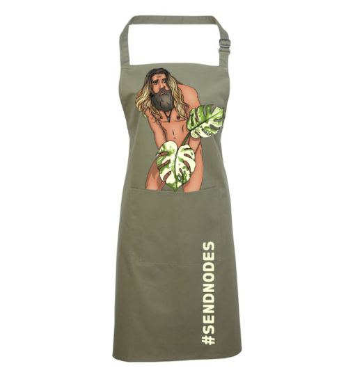 Olive Apron with Pocket - Jonny send nodes design