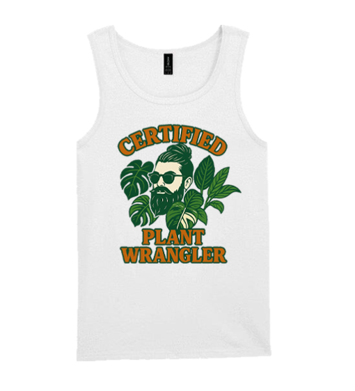 White Vest with Certified Plant Wrangler Design on Front